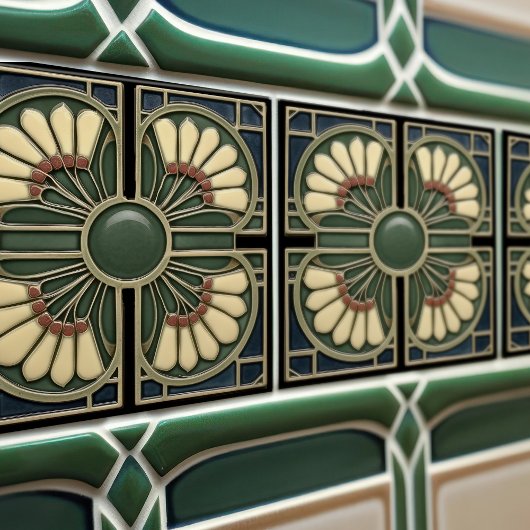 Carreau Vert trèfle Abstrait de style milieu de siècle