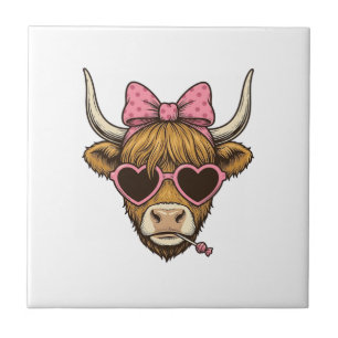 Carreau Vêtement vintage lunettes cœur vache des Highlands