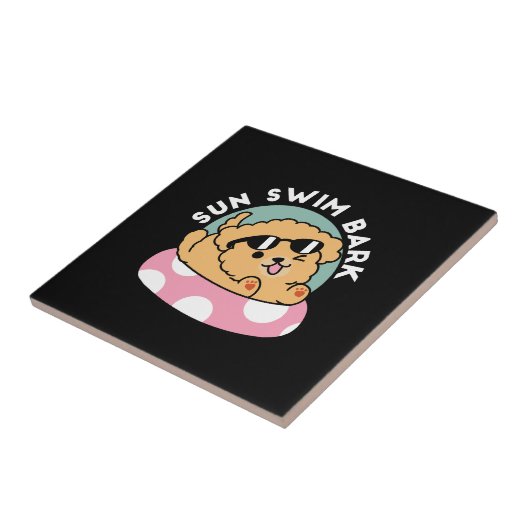 Carreau Vibes d'été Chien - Chiot flottant avec lunettes d (Côté)