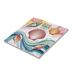 Carreau Vibes d'été Retro Beach Illustration