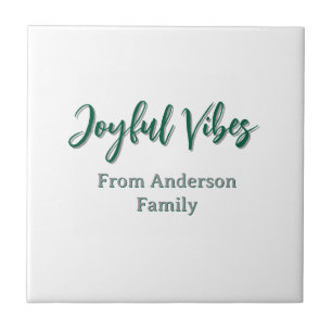 Carreau Vibes joyeux Noël vert nom de famille