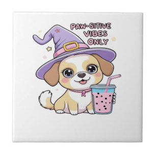 Carreau Vibes Positives pour les Pattes Chien Mignon avec 