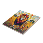 Carreau Vibrant Colorée Lion mosaïque (Côté)