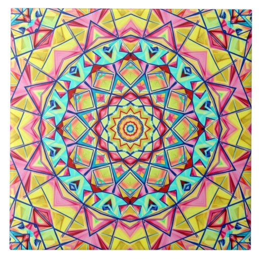 Carreau Vibrant Geometric Kaleidoscope Pattern (Devant)