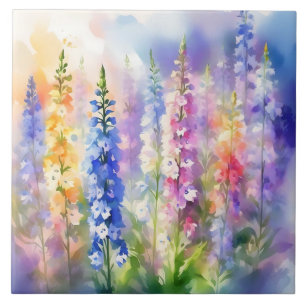 Carreau Vibrant impressionniste de Delphinium