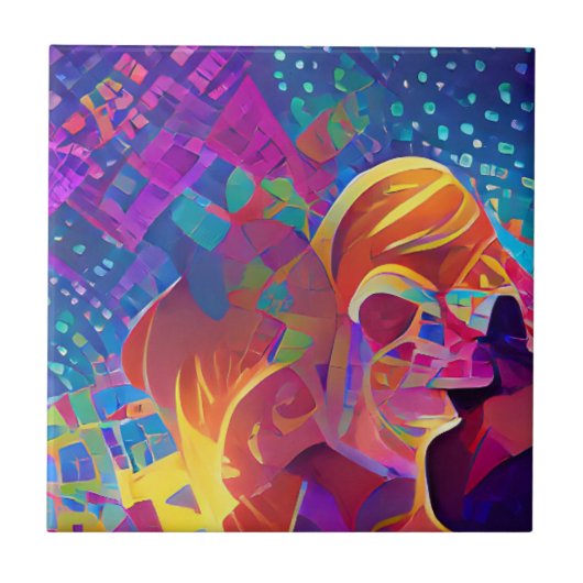 Carreau Vibrant multicolore beau violet jaune fuchsia (Devant)