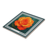 Carreau Vibrant Orange Rose Paper-Cut FloralCeramic Tile (Côté)