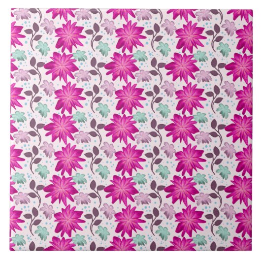 Carreau Vibrant Pink Floral Pattern | Bold Modern Flowers  (Devant)