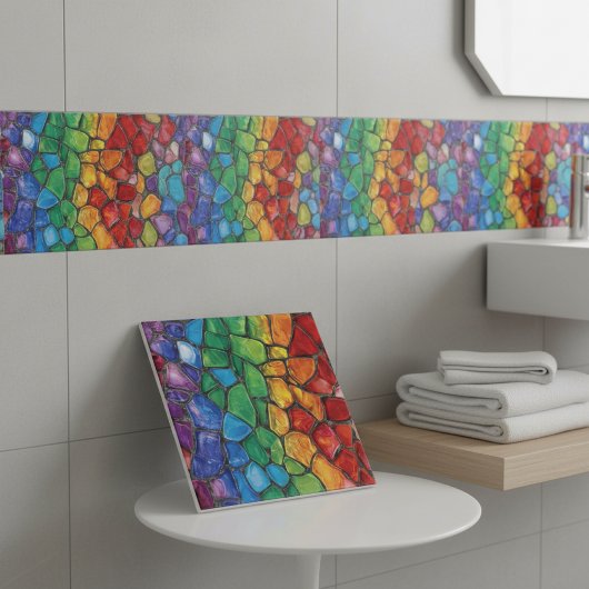 Carreau Vibrant Rainbow Pride Glass Mosaic