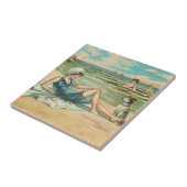 Carreau Victorian Beach Swim Girl Ocean Summer Vacances (Côté)