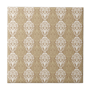 Carreau Victorian Cream Gold Vintage Damask Lace Motif