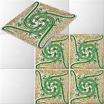 Carreau Victorian Era Art Nouveau Four Lizards Motif<br><div class="desc">Il s'agit d'un numériquement design de motif imprimé amélioré dérivé d'un ancien Art nouveau de l'époque victorienne ou d'un design de lézard de style artisanal de Maurice Pillard Verneuil. Vous pouvez customiser la couleur arrière - plan.</div>