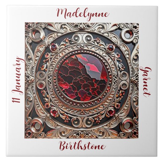 Carreau Victorian Garnet January Birthstone (Devant)