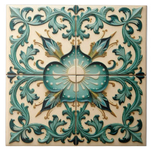 Carreau Victorien Turquoise Laurel