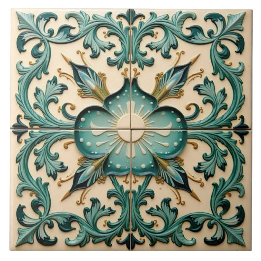 Carreau Victorien Turquoise Laurel (Devant)