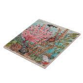 Carreau Vie marine Crabe Corail Poisson Plage marine Peint (Côté)