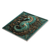 Carreau Vie marine Turquoise et cuivre Vie aquatique (Côté)