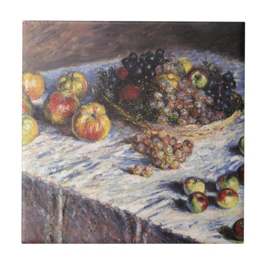 Carreau Vie morte avec pommes et raisins par Claude Monet (Devant)