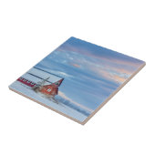 Carreau Vieille grange rouge en bois dans la vallée (Côté)