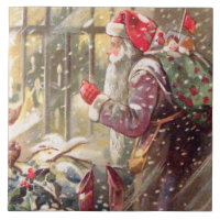 Vieille Saint-Nicolas avec des cadeaux dans le cru