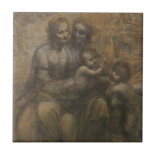 Carreau Vierge et enfant avec St Anne par Leonardo da (Devant)
