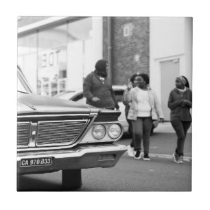 Carreau Vieux Voiture Monochrome Noir Et Blanc Ville