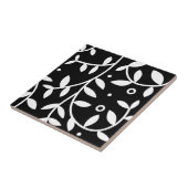 Carreau Vignes florales noires et blanches contemporaines (Côté)