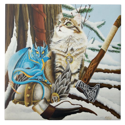 Carreau Viking Cat Blue Dragon (Devant)