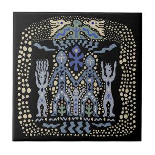Carreau Viking Family Tile - Ivory Black Blue
