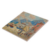 Carreau Ville côtière en Espagne (Paysage espagnol Vintage (Côté)