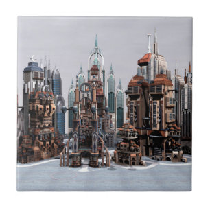 Carreau Ville de fantasy futuriste Art de la skyline de sc