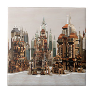 Carreau Ville de fantasy futuriste Art de la skyline de sc