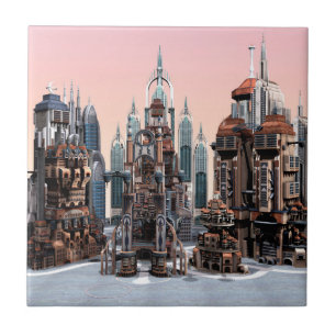 Carreau Ville de fantasy futuriste Art de la skyline de sc