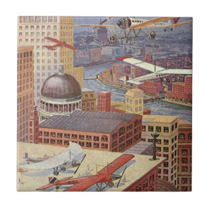 Carreau Ville de science-fiction vintage, Victorian Steam 