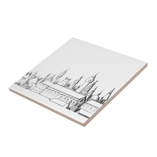 Carreau ville fabuleuse . artwork . noir et blanc (Côté)