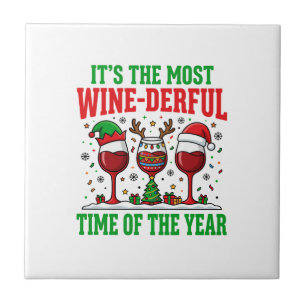 Carreau Vin de Noël Merveilleux Design de Vin Rouge