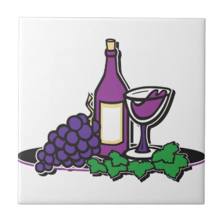 Carreau Vin rouge et raisins pourpres