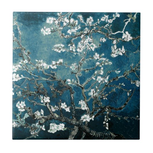 Carreau Vincent Van Gogh Almond Blossoms Dark Turquoise (Devant)