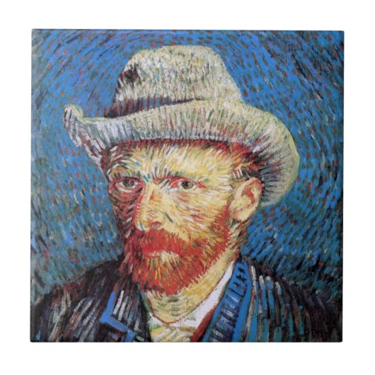 Carreau Vincent Van Gogh Autoportrait Avec Casquette Gray  (Devant)