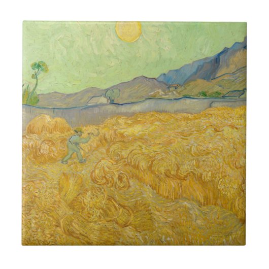 Carreau Vincent van Gogh - Champ de blé avec un moissonneu (Devant)