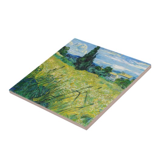 Carreau Vincent van Gogh - Champ de blé vert avec Cypress (Côté)