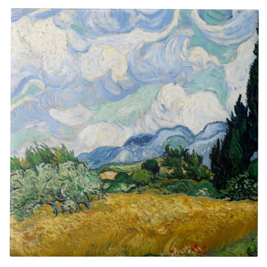 Carreau Vincent van Gogh - Le champ de blé avec les cyprès (Devant)