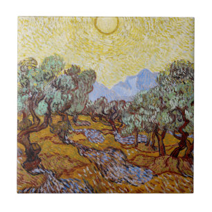Carreau Vincent van Gogh - Oliviers, Ciel Jaune et Soleil