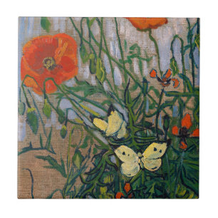 Carreau Vincent van Gogh - Papillons et Coquelicots