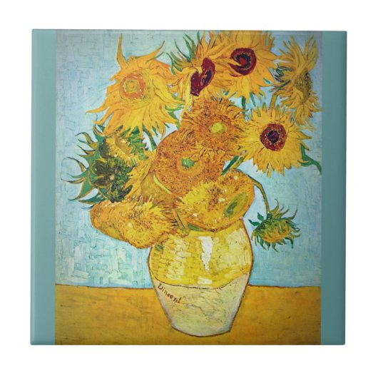 Carreau Vincent van Gogh - vase avec 12 tournesols (Devant)