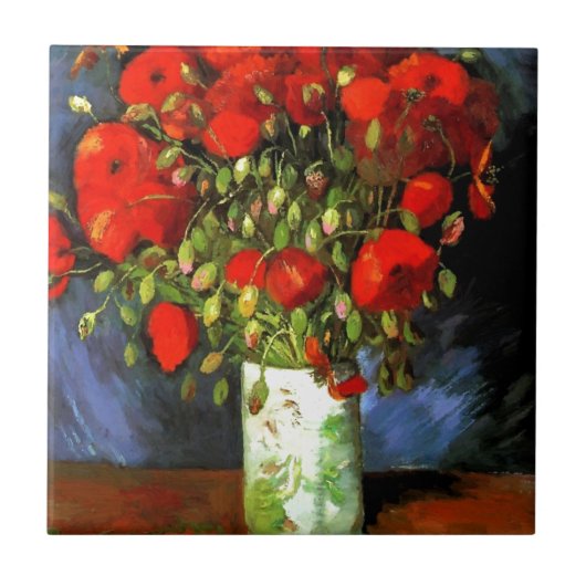 Carreau Vincent Van Gogh Vase Avec Des Poppies Rouges Art (Devant)