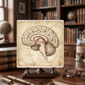 Carreau Vintage Anatomical Brain Ink Sketch Sepia