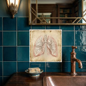 Carreau Vintage Anatomical Lungs Illustration Sketch