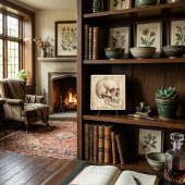 Carreau Vintage Anatomical Skull Ink Drawing Sepia