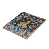 Carreau vintage antique léopard fleurs broderie textile (Côté)